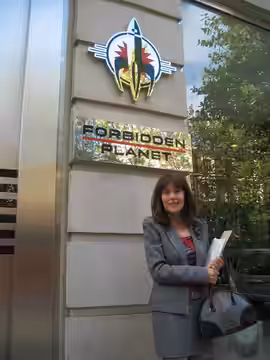 Elisabeth Sladen, standing outside Forbidden Planet in London 2003. (2007)