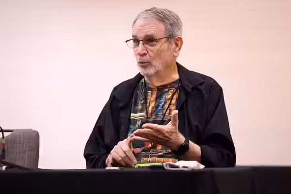 David Gerrold speaking with attendees at Bubonicon 56 at the Marriott Albuquerque in Albuquerque, New Mexico. Please attribute to Gage Skidmore if used elsewher (2025)