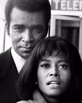 Photo of Greg Morris and guest star Abbey Lincoln from the television program Mission:Impossible. (1970)