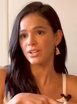 Brazilian actress Bruna Marquezine gives interview to YouTuber Dora Figueiredo. (2020)