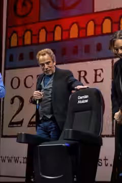 Tribute to actor Damián Alcázar with the presentation of his seat at the International Film Festival in Morelia, Michoacán, Mexico, 2022.