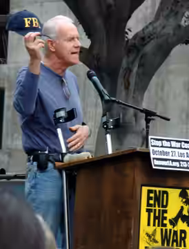 American actor Mike Farrell during an anti-war protest in October 2007.