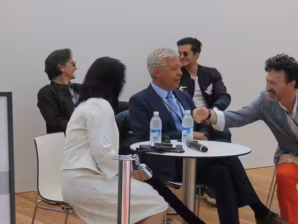 Foreground at left is Gabriele Fink, leader of the BMW museun. At her right, in suit with grey hair is Ulrich Knieps, head of BMW Group Classics.[1] In the back (2015)