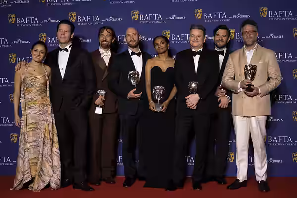 Pictured from Left - Chase Sui Wonders, Ike Barinholtz, James Weaver, Evan Goldberg, Frida Perez, Alex Gregory, Pete Huyck, Seth Rogan (2026)