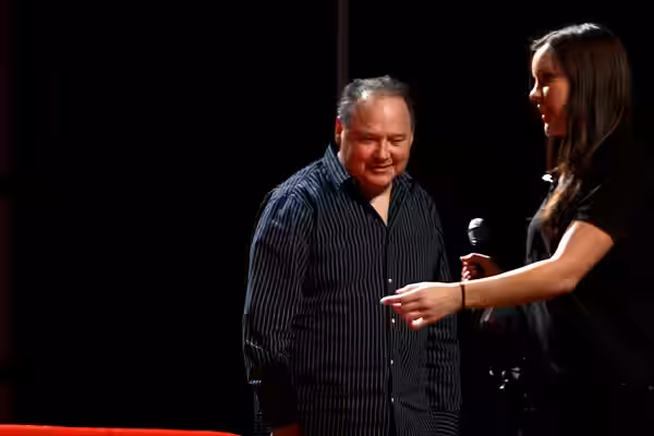 Stephen Furst speaking at the 2013 Phoenix Comicon at the Phoenix Convention Center in Phoenix, Arizona. Please attribute to Gage Skidmore if used elsewhere.