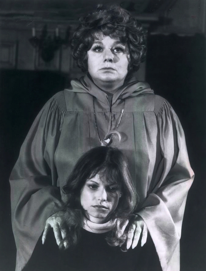 Publicity still of actresses Shelley Winters and Kay Lenz in the 1978 TV movie, The Initiation of Sarah.