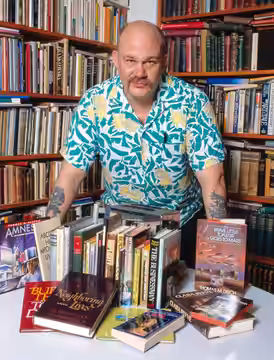 Title: Thomas Disch, author, NYC Creator(s): Gotfryd, Bernard, photographer Date Created/Published: June 1988. Medium: 1 photograph : color transparency ; 35mm 