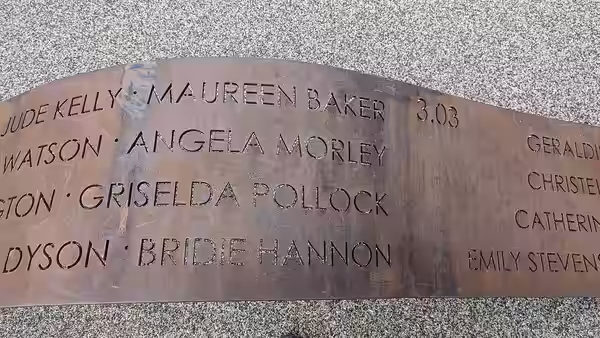 segment of Ribbons sculpture featuring Angela Morley &amp; Griselda Pollock
