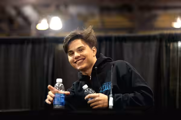 Zach Callison speaking with attendees at the 2017 Phoenix Comicon Fan Fest at the Phoenix Convention Center in Phoenix, Arizona. Please attribute to Gage Skidmo