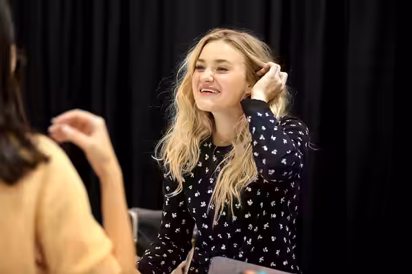 AJ Michalka speaking with attendees at the 2017 Phoenix Comicon Fan Fest at the Phoenix Convention Center in Phoenix, Arizona. Please attribute to Gage Skidmore