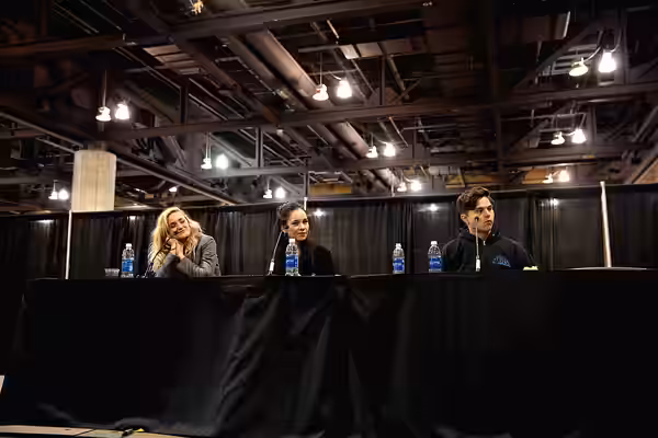 AJ Michalka, Grace Rolek and Zach Callison speaking with attendees at the 2017 Phoenix Comicon Fan Fest at the Phoenix Convention Center in Phoenix, Arizona. Pl