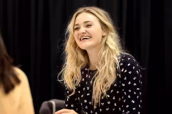 AJ Michalka speaking with attendees at the 2017 Phoenix Comicon Fan Fest at the Phoenix Convention Center in Phoenix, Arizona. Please attribute to Gage Skidmore