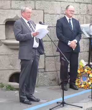 28 June 2013. Anniversary commemoration of the German bombardment of 28 June 1940 - and of the victims. Saint Helier harbour, Jersey.