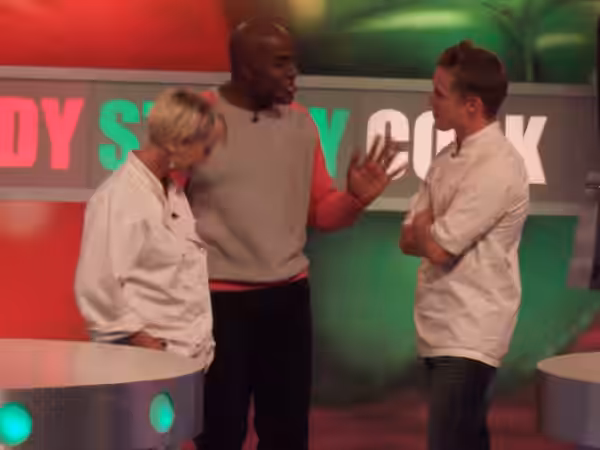 During the recording session of Ready Steady Cook in the United Kingdom on August 15, 2004. The author of this image, Jerry Daykin took the photograph when watc