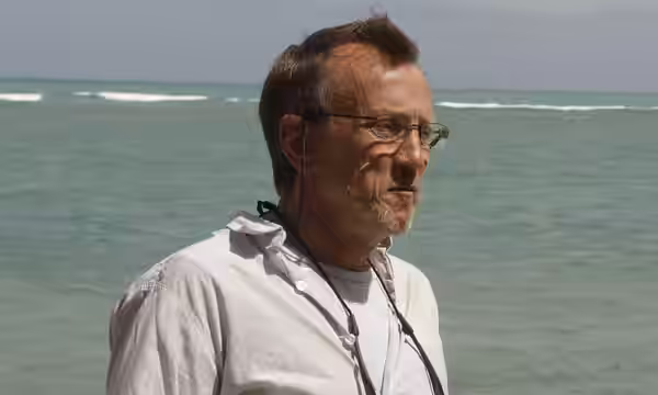 A picture of Steve Barron directing Eddie Izzard on the set of Treasure Island. (2011)