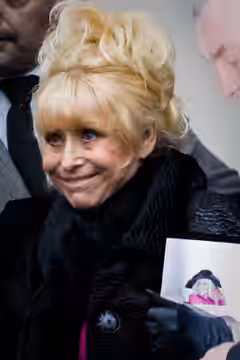 Barbara Windsor at the funeral service for actress Wendy Richard at St Marylebone Parish Church. (2009)