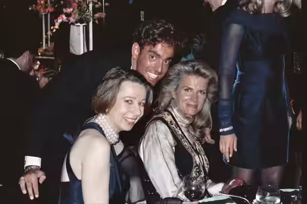 "Murphy Brown" creator Diane English and Candice Bergen, with Jim, at the Governor's Ball following the 1991 Emmy Awards. NOTE: Permission granted to copy, publ