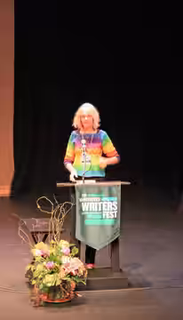 The colourful and talented Jane Smiley, speaking on her most recent novel, "Some Luck." (2014)