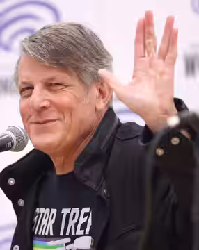 Adam Nimoy speaking at an event in Anaheim, California. (2025)
