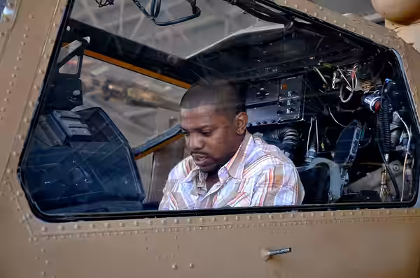 Several actors and celebrities visited the Palmachim Air Force base today, during a visit to Israel. Pictured: Mekhi Phifer ("ER") checks out the Cobra helicopt (2012)