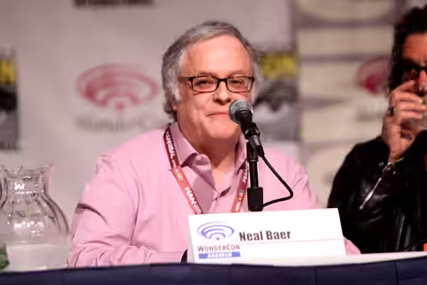 Neal Baer speaking at the 2013 WonderCon at the Anaheim Convention Center in Anaheim, California. Please attribute to Gage Skidmore if used elsewhere.