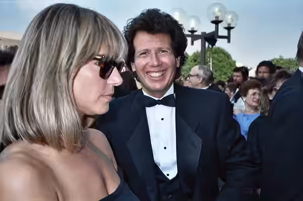Garry Shandling and date Linda Doucett on the red carpet at the 39th Annual Emmy Awards 9/20/87 - Permission granted to copy, publish, broadcast or post but ple (1987)