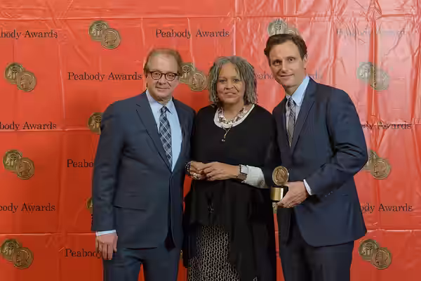 Jeff Perry and Tony Goldwyn with Charlayne Hunter-Gault at the 73rd Peabody awards. (2014)