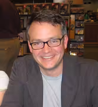 Charlie Higson, comedian and Young Bond author, taken at Los Angeles book signing in 2005 by John Cox