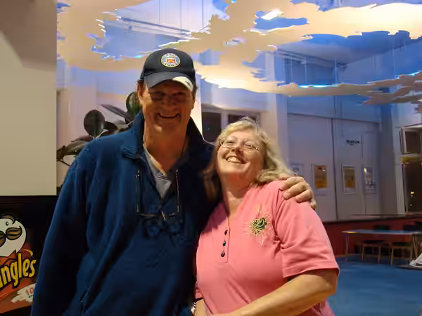 Actor Clive Mantle with a fan. (2010)