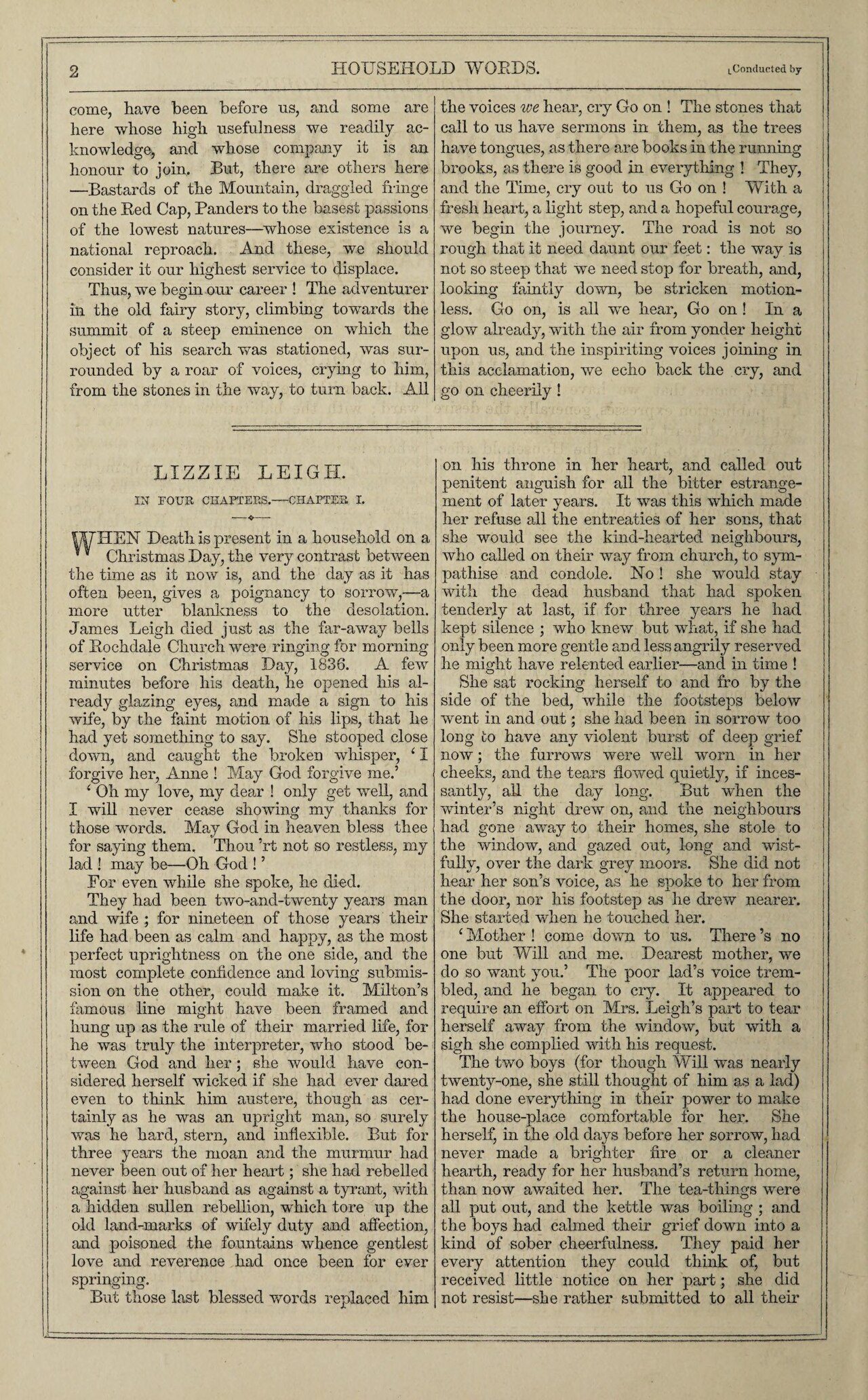 The first page of Lizzie Leigh (1850)