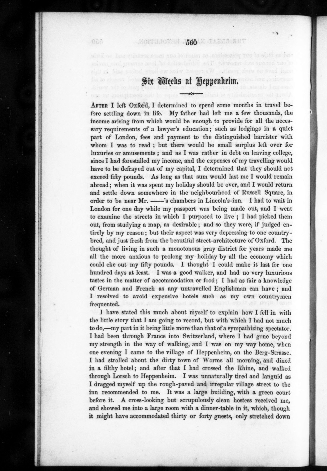 First page of Six Weeks at Heppenheim