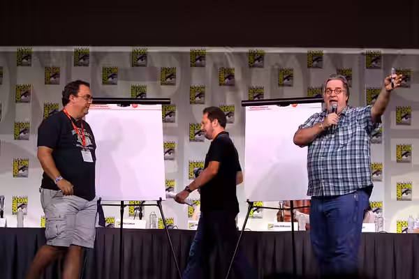 Peter Avanzino and Matt Groening at the 2011 San Diego Comic-Con International in San Diego, California. Please attribute to Gage Skidmore if used elsewhere.