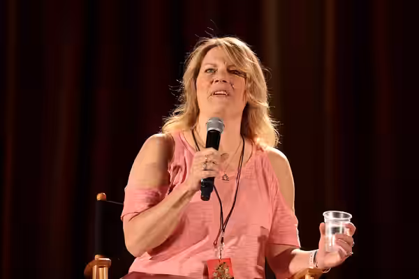 Mary Elizabeth McGlynn speaking at the 2018 Phoenix Comic Fest at the Phoenix Convention Center in Phoenix, Arizona. Please attribute to Gage Skidmore if used e