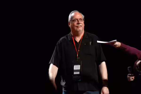 J. Michael Straczynski speaking at the 2013 Phoenix Comicon at the Phoenix Convention Center in Phoenix, Arizona. Please attribute to Gage Skidmore if used else