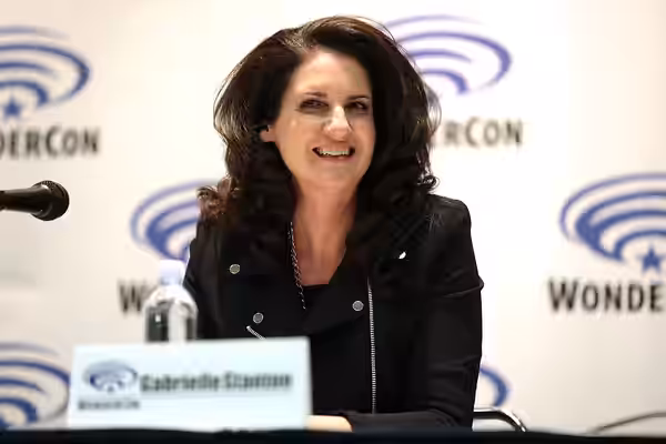 Gabrielle Stanton speaking at the 2017 WonderCon at the Anaheim Convention Center in Anaheim, California. Please attribute to Gage Skidmore if used elsewhere.