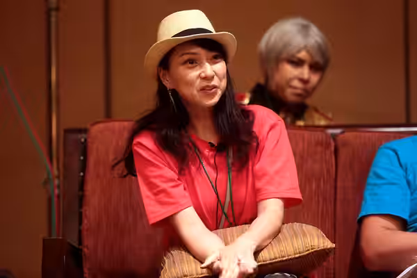 Yuko Miyamura speaking with attendees at the 2017 Saboten Con at the Sheraton Grand Phoenix in Phoenix, Arizona. Please attribute to Gage Skidmore if used elsew