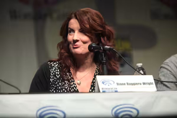 Diane Ruggiero-Wright speaking at the 2015 Wondercon, for "iZombie", at the Anaheim Convention Center in Anaheim, California. Please attribute to Gage Skidmore 