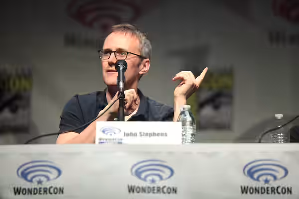 John Stephens speaking at the 2015 Wondercon, for "Gotham", at the Anaheim Convention Center in Anaheim, California. Please attribute to Gage Skidmore if used e