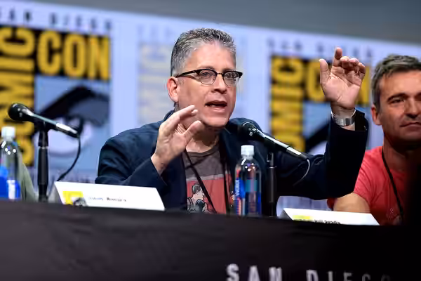 Bill Prady speaking at the 2017 San Diego Comic Con International, for "The Big Bang Theory", at the San Diego Convention Center in San Diego, California. Pleas