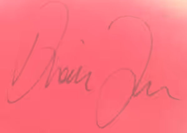 Diane Farr's signature, cropped from an image of this signed page: (2019)