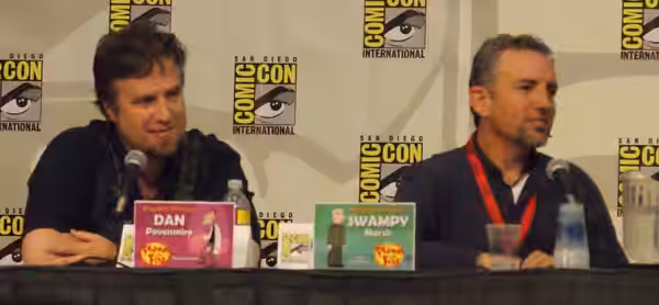 American animators Dan Povenmire and Jeff "Swampy" Marsh at San Diego Comic-Con 2009.
