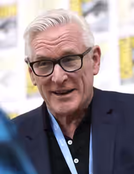Martin Olson speaking at the 2023 San Diego Comic-Con International in San Diego, California.