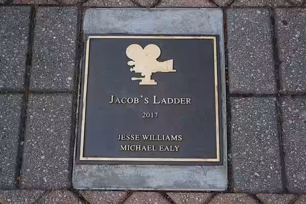 filmed in Griffin plaque in a sidewalk in Griffin, Spalding County, Georgia (2019)
