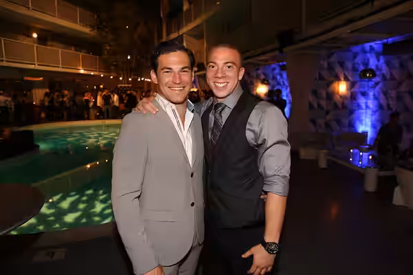 Actors Conservatory alumni Giacomo Gianniotti and Matthew Owen Murray at the CFC event in L.A. Photos by: Jesse Grant (2015)