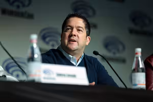 Joe Pokaski speaking at the 2018 WonderCon, for "Cloak &amp; Dagger", at the Anaheim Convention Center in Anaheim, California. Please attribute to Gage Skidmore