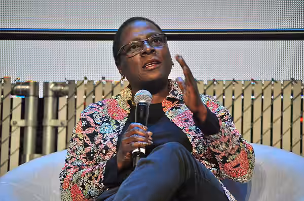 Sharon Jones, on the keynote panel of 2014 Pop Conference, EMP Museum, Seattle, Washington, U.S.