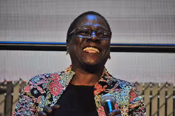 Sharon Jones, on the keynote panel of 2014 Pop Conference, EMP Museum, Seattle, Washington, U.S.