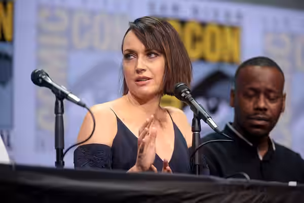 Julie Ann Emery and Malcolm Barrett speaking at the 2017 San Diego Comic Con International, for "Preacher", at the San Diego Convention Center in San Diego, Cal