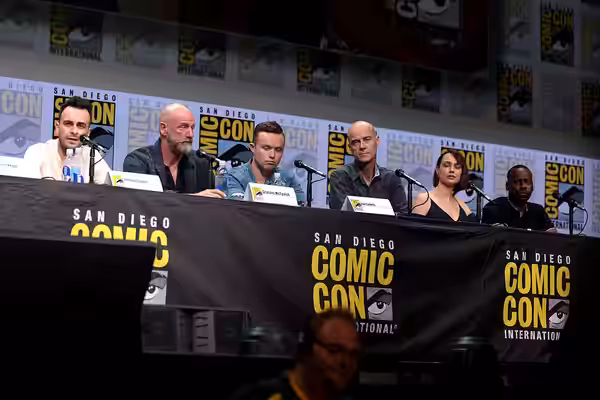Joseph Gilgun, Graham McTavish, Ian Colletti, Pip Torrens, Julie Ann Emery and Malcolm Barrett speaking at the 2017 San Diego Comic Con International, for "Prea
