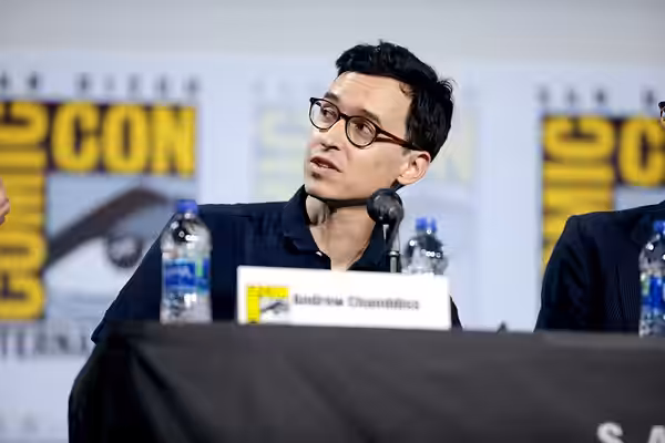 Andrew Chambliss speaking at the 2019 San Diego Comic Con International, for "Fear the Walking Dead", at the San Diego Convention Center in San Diego, Californi